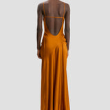 Draped Cami Floor-Length Dress In Bronze