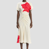 Bela Midi Dress In Red Floral Print