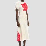 Bela Midi Dress In Red Floral Print