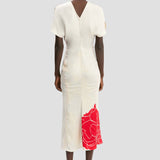 Bela Midi Dress In Red Floral Print