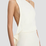 One-Shoulder Chain Detail Dress In Ivory