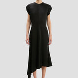 Twist Shoulder Dress In Black