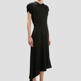 Twist Shoulder Dress In Black