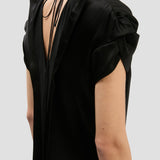 Twist Shoulder Dress In Black