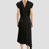 Twist Shoulder Dress In Black
