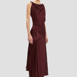 Posy Midi Dress in Burgundy