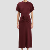 Bela Midi Dress In Burgundy