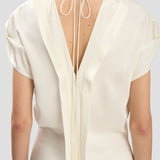 Twist Shoulder Dress In Ivory