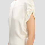 Twist Shoulder Dress In Ivory