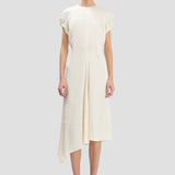 Twist Shoulder Dress In Ivory