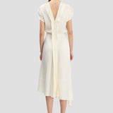Twist Shoulder Dress In Ivory