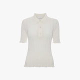 Frill Polo Top In White