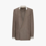 Collarless Jacket In Limestone