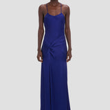 Draped Cami Gown In Bright Indigo