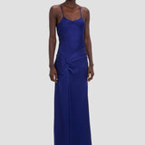 Draped Cami Gown In Bright Indigo