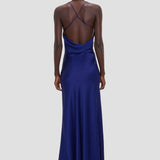 Draped Cami Gown In Bright Indigo