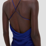 Draped Cami Gown In Bright Indigo
