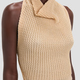 Draped Sleeveless Top In Sandstone