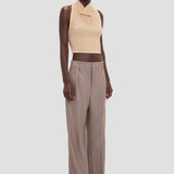 Draped Sleeveless Top In Sandstone