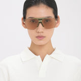 Oversized Metal And Acetate Frame In Green Marble