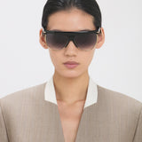 Sculpted Metal And Acetate Sunglasses With Flat Top