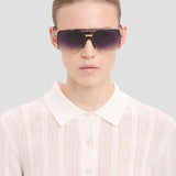 Oversized Metal And Acetate Frame In Gold Havana