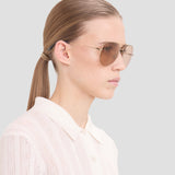 Metal Pilot Sunglass In Gold Blue