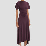 Blousey Midi Dress In Blackcurrant
