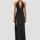 Panelled Cami Gown In Black