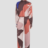 Cecilia Trouser In Abstract Earth Print