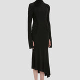 High Neck Midi Dress In Black