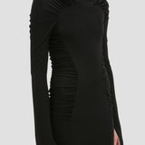 High Neck Midi Dress In Black