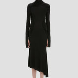 High Neck Midi Dress In Black