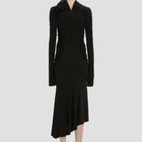 High Neck Midi Dress In Black