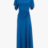 Blousey Midi Dress In Blue