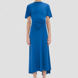 Blousey Midi Dress In Blue