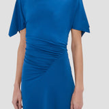 Blousey Midi Dress In Blue