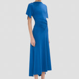 Blousey Midi Dress In Blue