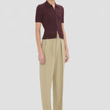 Ribbed Polo Top In Acai