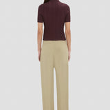 Ribbed Polo Top In Acai