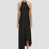 Halter Neck Midi Dress In Black