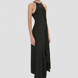 Halter Neck Midi Dress In Black