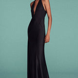 Panelled Cami Gown In Black