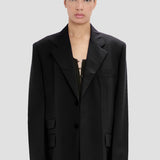 Notched Lapel Jacket In Black