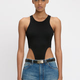 High Leg Bodysuit In Black