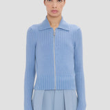 Zip Jumper In Blue Melange