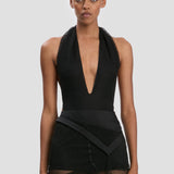 Halter Neck Bodysuit In Black