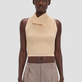 Draped Sleeveless Top In Sandstone