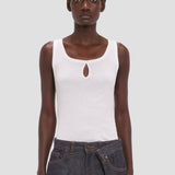Split Tank Top In White