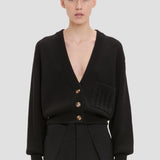 Cable Pocket Cardigan In Black